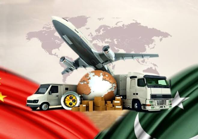 Cargo aircraft transporting commercial goods from China to Pakistan